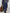 Casual Retro Dark Blue Faux Leather Long-Sleeved Lace-Up Wide-Leg Jumpsuit