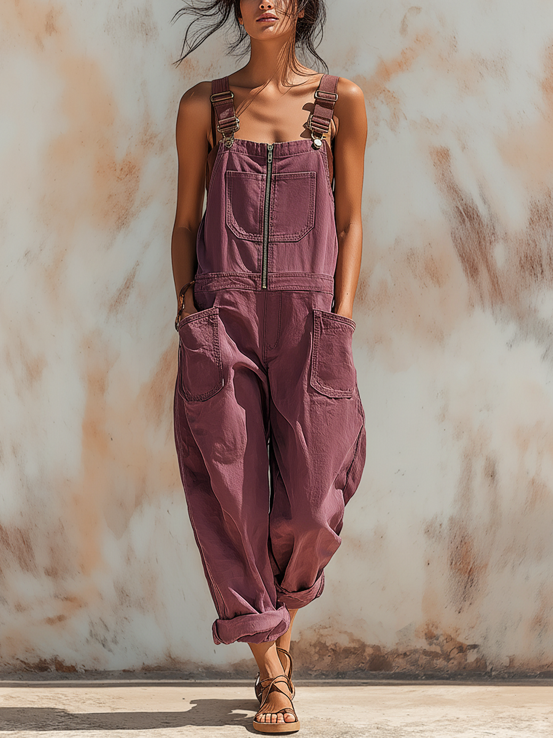 Vintage Mauve Denim Overall Jumpsuit