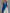 Retro-Casual Vacation Royal Blue Cotton-Linen V-Neck Top And White Pants Set