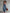 Retro Casual Red Trim V-neck Grey-blue Jumpsuit