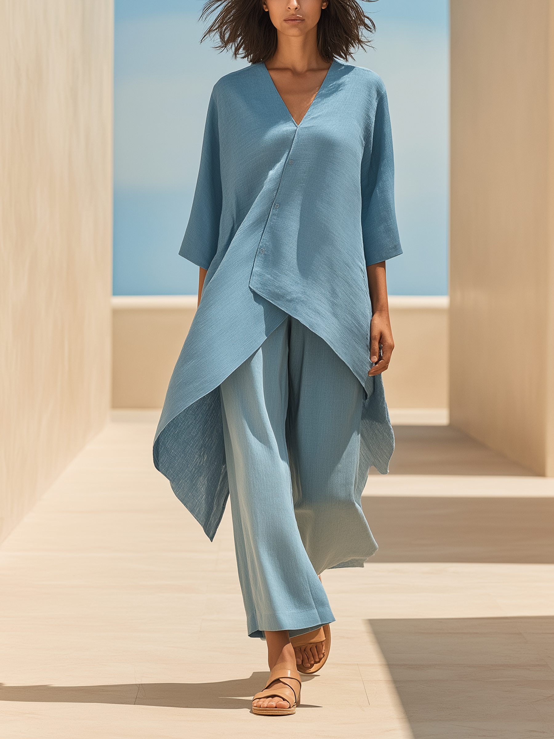 Asymmetrical Draped Two-Piece Set