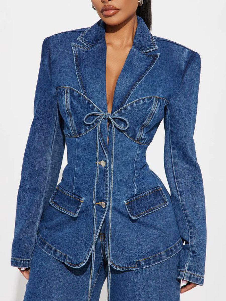 Halter-Neck Tailored Wide-Leg Jumpsuit With Buttons Detail