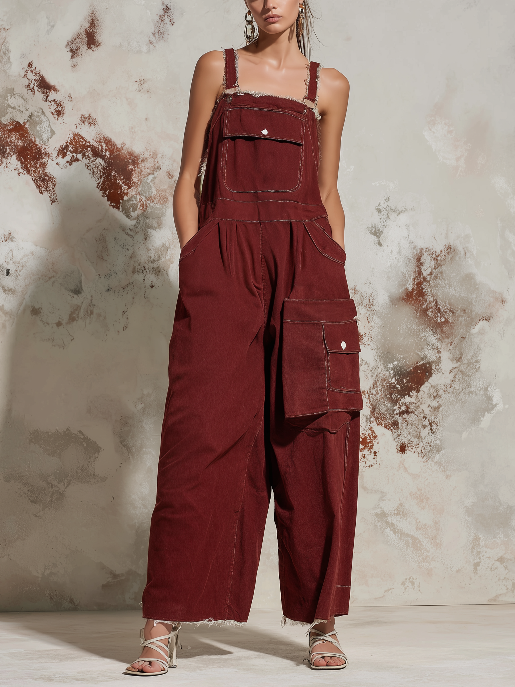 Utility Cargo Denim Overalls
