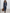 Casual Retro Dark Blue Faux Leather Long-Sleeved Lace-Up Wide-Leg Jumpsuit