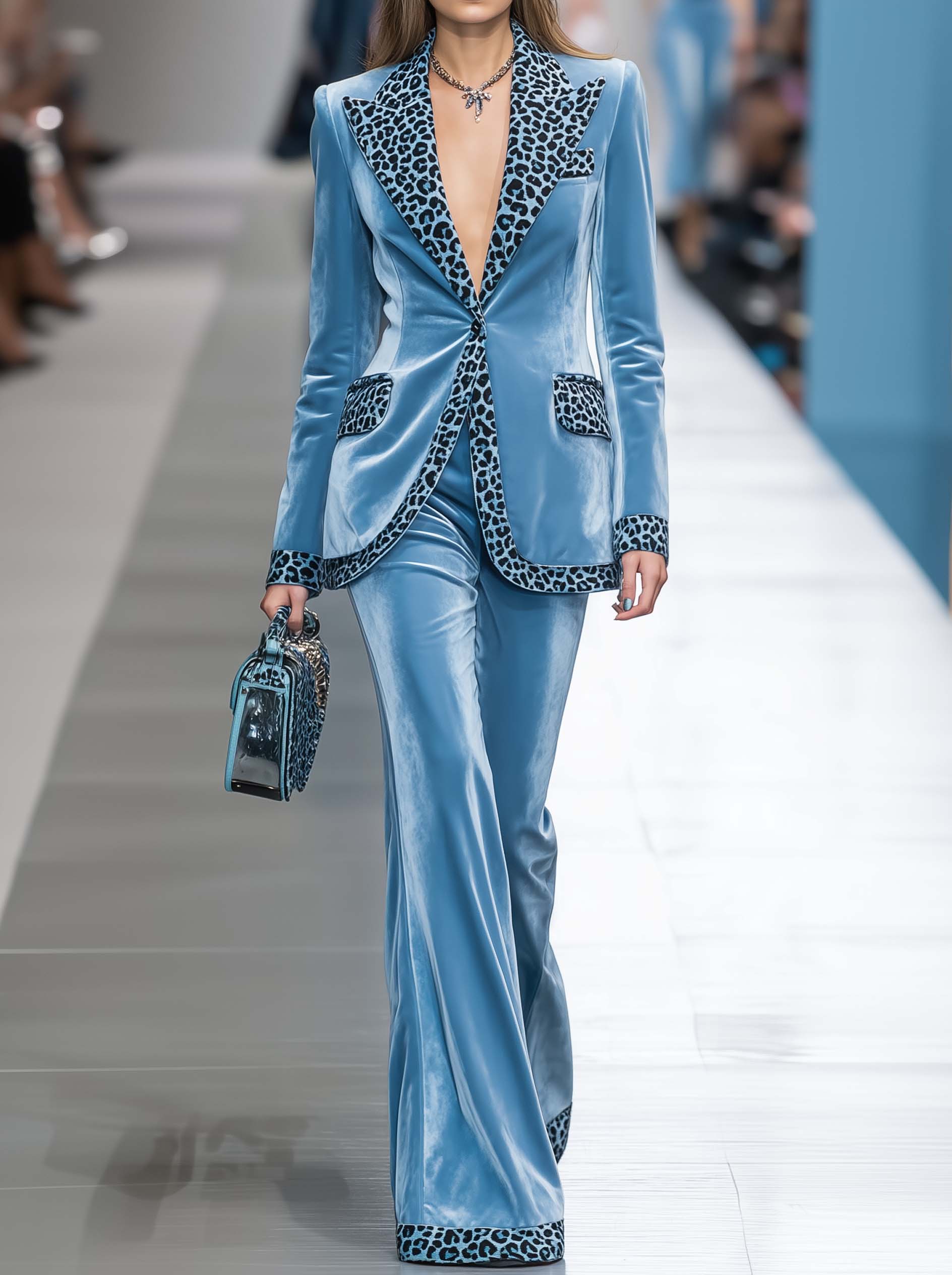 Long-Sleeve Sheer Pleated Evening Gown With High Slit
