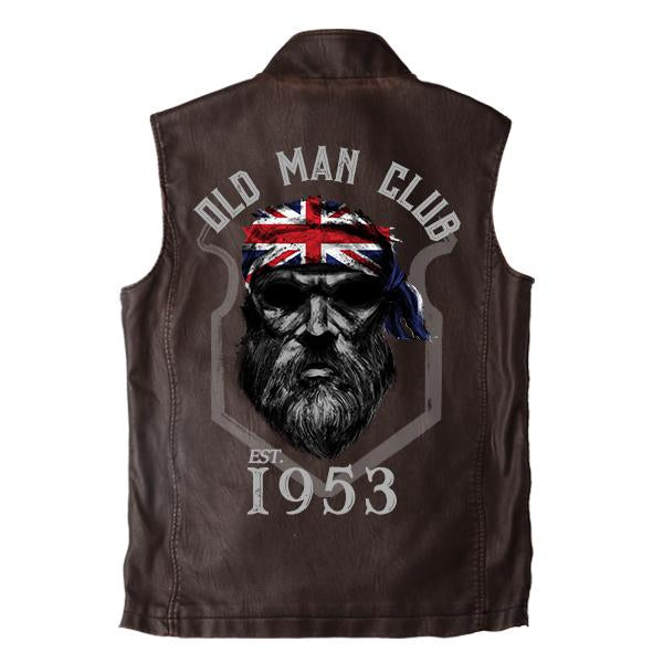 U.K. 1953 Old Man's Club Printed Leather Vest